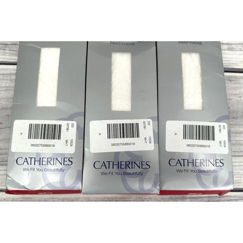 LOT OF 3‎ CATHERINES LIGHT SUPPORT PANTYHOSE Size A (180 - 230 Pounds) WHITE
